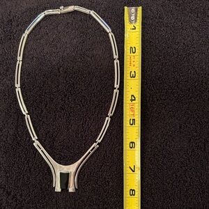 Erika Hult de Corral Ric Mexico Sterling Silver Modernist Necklace Black Onyx